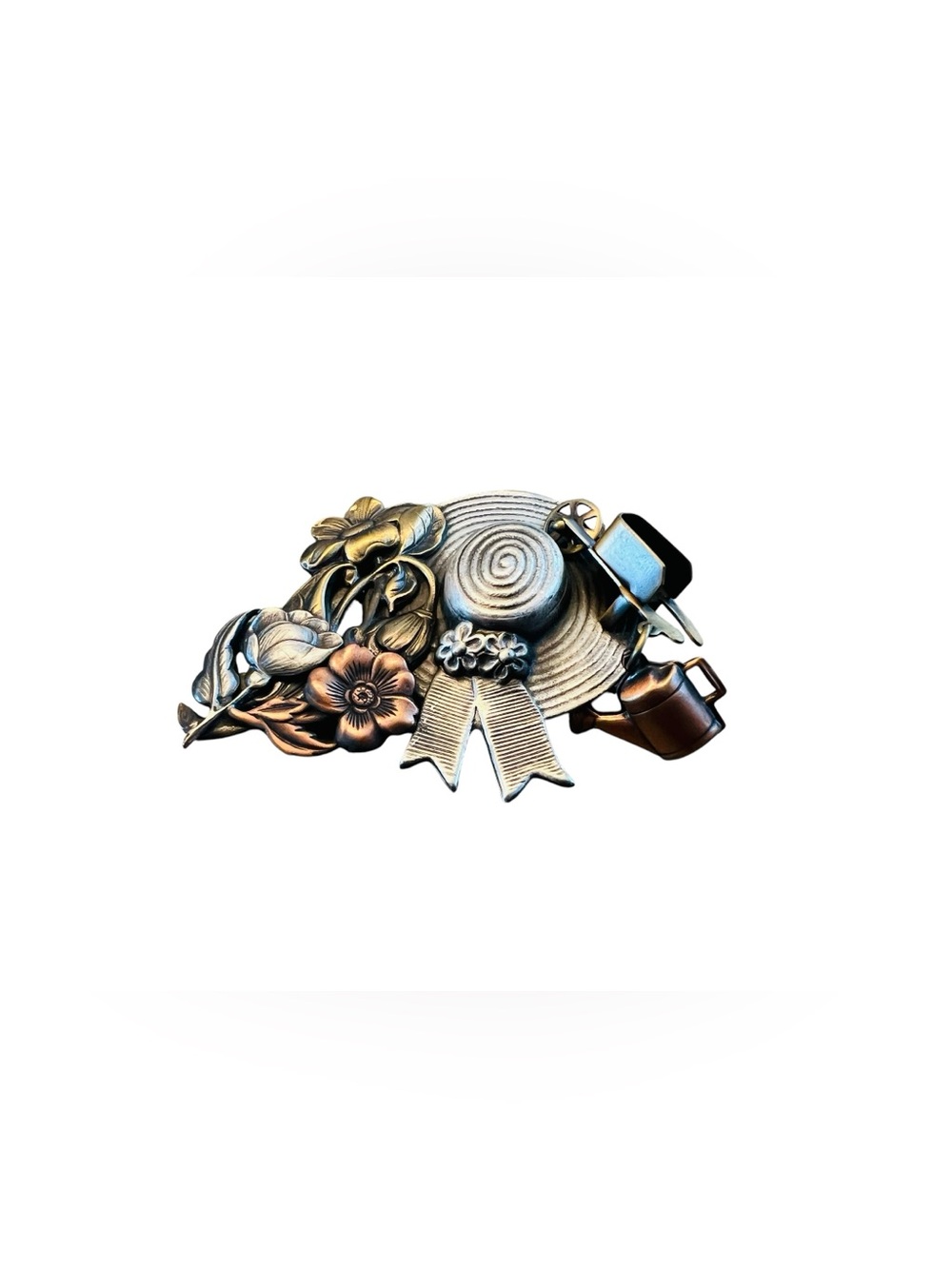 Krementz & Co. Stamped Garden Motif Brooch